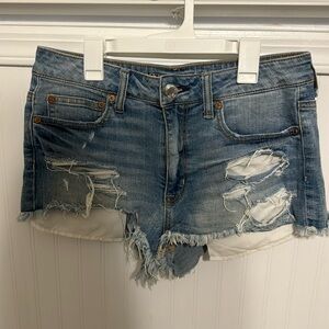 American Eagle Distressed Jean Shorts; women’s size 8 (has stretch)